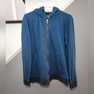 Armani Exchange Mens Full Zip Hoodie Black/Blue Soft Comfort Designer Large